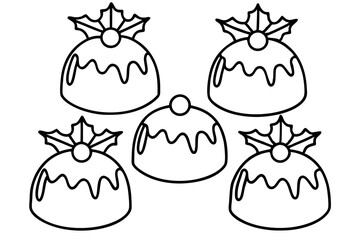 Festive Pudding Line Art Illustration