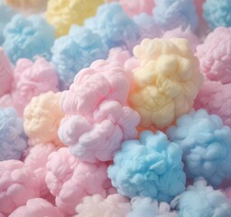Obraz premium Soft pink, blue, yellow gradient Dreamy cotton candy texture , cotton candy, fairytale, ombre
