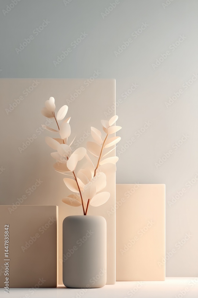 Aufkleber capture minimalist digital art composition with subtle geometric shapes on plain muted background