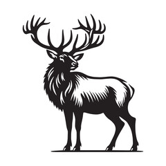 Artistic elk silhouette vector perfect for dynamic visual designs – elk silhouette – elk vector – elk illustration – silhouette of elk

