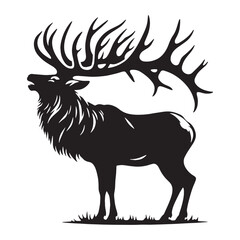 Distinct elk silhouette vector designed for modern design projects – elk silhouette – elk vector – elk illustration – silhouette of elk

