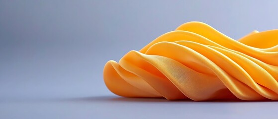 Abstract yellow waves flow against a serene gray background, a dynamic interplay of color and smooth texture