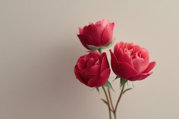 Fototapeta premium capture minimalistic composition featuring romantic elements like red roses on white background