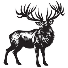 Elegant elk silhouette vector tailored for sophisticated creative projects – elk silhouette – elk vector – elk illustration – silhouette of elk

