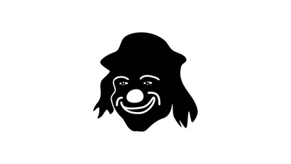 cute clown, black isolated silhouette