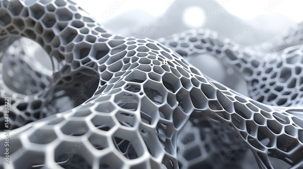 Aufkleber abstract macro background showing an intricate black and white interconnected porous structure, rese