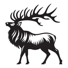 Minimalist elk silhouette vector perfect for refined design formats – elk silhouette – elk vector – elk illustration – silhouette of elk

