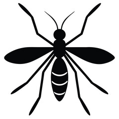 Mosquito Silhouette Black and White Insect Vector Illustration