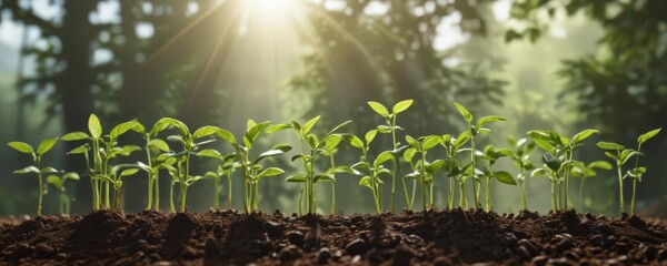 Vibrant green coffee seedlings sprout, reaching sunlight ,  farm,  image