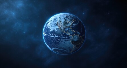 Obraz premium Digital Rendering Of Earth In Space With City Lights