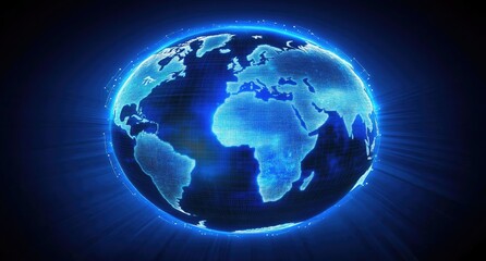 Fototapeta premium Digital Representation Of Earth With Glowing Blue Light Dots