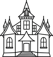 Obraz premium Gothic Haunted House Outline: Spooky Victorian Style