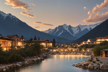 sunset over the lake como