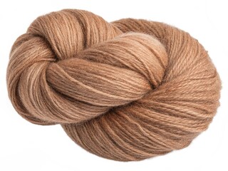 Soft brown woolen yarn isolated on transparent background