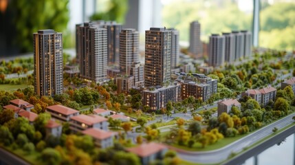 A real estate developer presenting a large-scale urban development project with digital 3D models