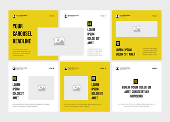 Social media banner frame or social media carousel template or infographic carousel post design. Editable carousel post frame design. Minimal corporate six page carousel template © Mina Market