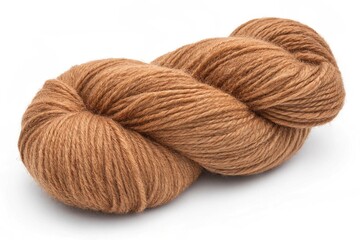 Soft brown woolen yarn isolated on transparent background