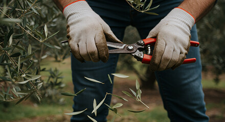 Olive tree pruning daytime closeup image of olive tree cultivation
