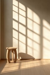 Minimalist Room Corner Stool Window Shadow