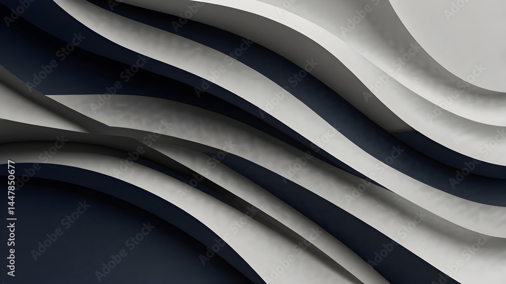Poster abstract white and dark blue waves modern wavy texture background elegant curved lines pattern dynam