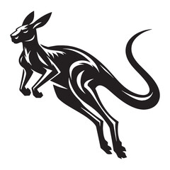Refined jumping kangaroo silhouette vector designed for sleek digital designs – kangaroo silhouette – kangaroo vector – kangaroo illustration – silhouette of kangaroo

