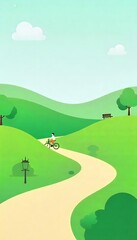 Generative AI illustration of a cyclist riding through a park on a sunny day