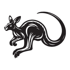 Minimalist jumping kangaroo silhouette vector ideal for contemporary branding – kangaroo silhouette – kangaroo vector – kangaroo illustration – silhouette of kangaroo


