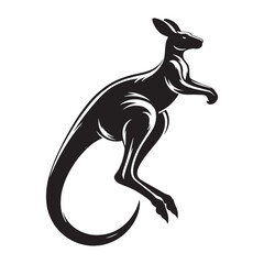 Clear-cut jumping kangaroo silhouette vector tailored for professional projects – kangaroo silhouette – kangaroo vector – kangaroo illustration – silhouette of kangaroo

