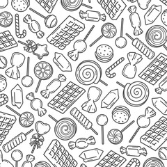 Candies background, pattern set. Collection icons candies. Vector