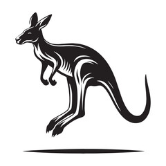 Bold-edged jumping kangaroo silhouette vector for impactful design visuals – kangaroo silhouette – kangaroo vector – kangaroo illustration – silhouette of kangaroo

