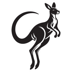 Refined jumping kangaroo silhouette vector created for sleek creative projects – kangaroo silhouette – kangaroo vector – kangaroo illustration – silhouette of kangaroo

