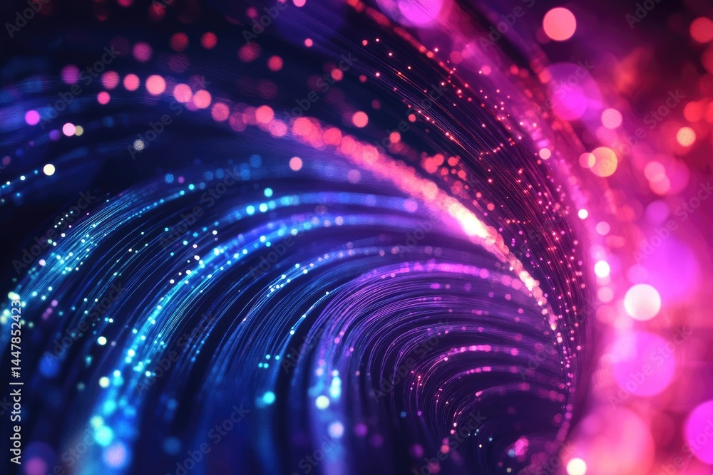 Poster dynamic vortex of blue and pink lights abstract background featuring swirling motion and depth with 
