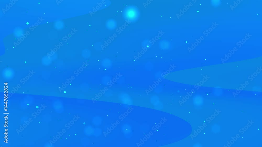 Poster sparkling blue particle background. animation of glowing blue particles floating and sparkling in a 