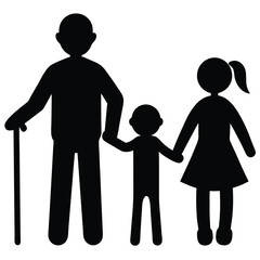 Multigenerational Family Silhouette Grandfather, Child, and Granddaughter