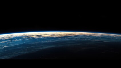 Fototapeta premium Earth's Curve at Night from Space Dark Background, City Lights Visible