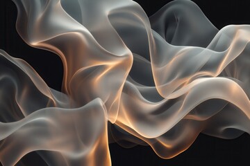 Obraz premium Abstract composition of flowing smoke waves in soft hues against a dark background, creating a serene atmosphere