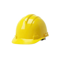 Fototapeta premium Floating yellow work helmet, front view, on a solid white background