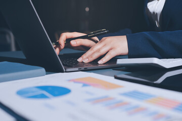 Expert woman asian female people review data number costing managerial account prepare monthly...