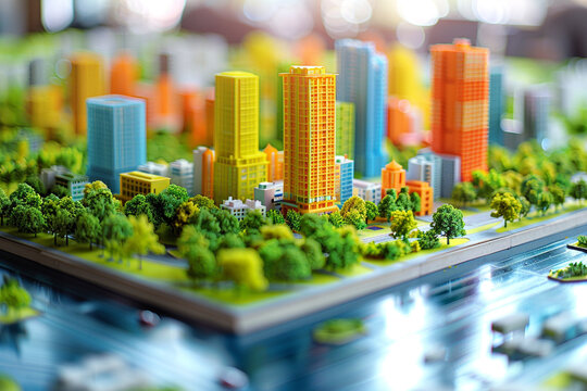 urban planner skillfully utilizes vibrant colors and AI technology to meticulously sketch out intricate details of a dynamic new neighborhood    