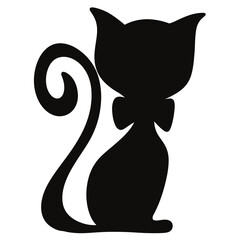 black Cat hand drawn clipart vector
