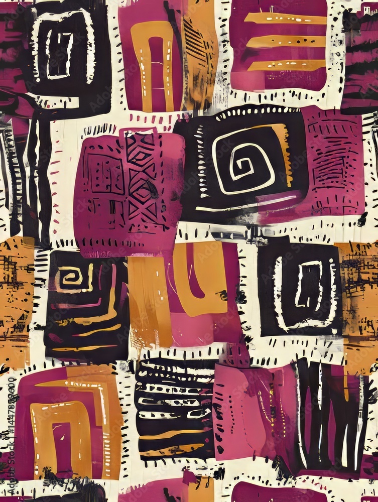 Poster the texture of the lines adds depth and character to the overall pattern, which has a retro, handcra