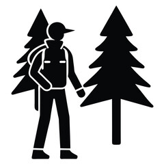 Hiking in the Woods A Silhouette Illustration