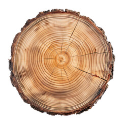 Wood crossection top view full length isolate on transparent background