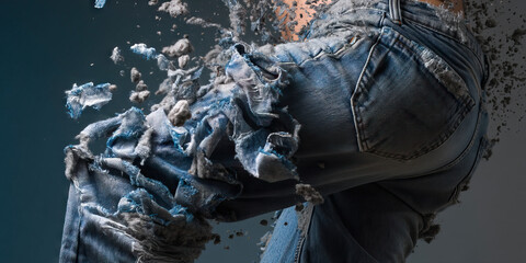 Disintegrating Denim Jeans with Dust Particles