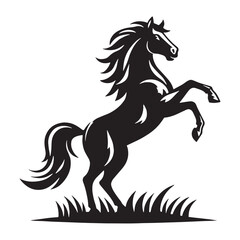 Stylish rearing horse silhouette vector ideal for impactful design projects – horse silhouette – horse vector – horse illustration – silhouette of horse


