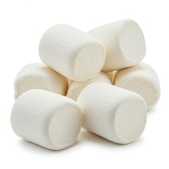 Pile of marshmallows isolated on white background