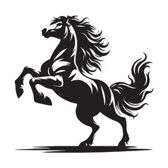 High-contrast rearing horse silhouette vector perfect for striking designs – horse silhouette – horse vector – horse illustration – silhouette of horse

