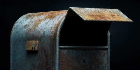 Rusty Metal Mailbox with Open Lid