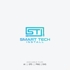 Smart Tech Install Logo, Digital Installation Logo, Technology Service Logo