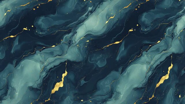 Blue Marble Gold Veins Looped Animation Background